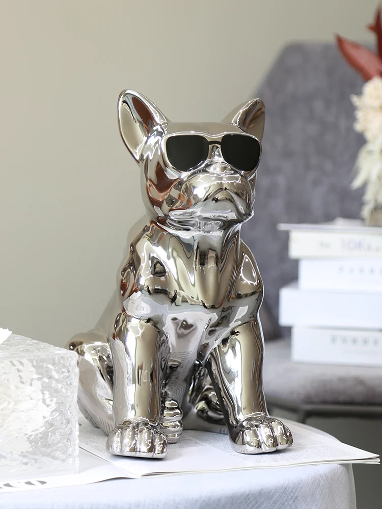 Nordische französische Bulldogge Hund Statue Raum dekor Dekoration Zubehör  Handwerk Keramik Tier Ornament Figur Wohnzimmer Skulptur