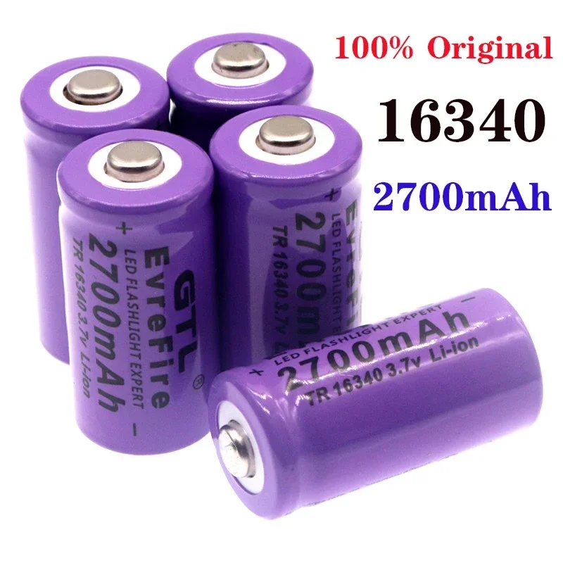 

100% New 2700mAh Rechargeable Li-ion 16340 Battery UniversALBC LED Flashlight Expert 2700mAh LS 16340 3.7V Li-ion Purple Color