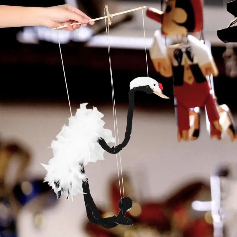 Handcrafted Crane Marionette Puppet for Interactive Play