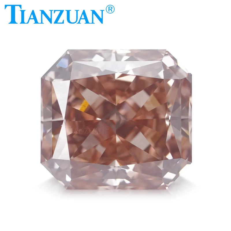 Lab Grown Diamond CVD Radiant Cut Fancy Intense Brownish Pink Color 1.510CT VS1 2EX Loose Gemstone Bead with GEMID Certified