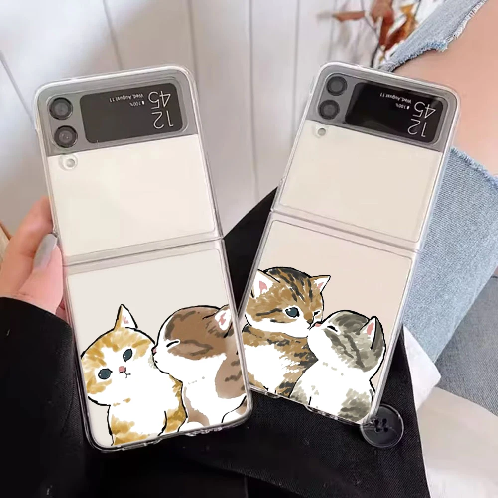 Adorable Cartoon Cat Couple Hard Transparent Phone Case