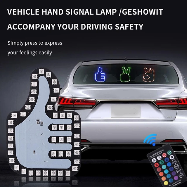 Lumière LED de geste de doigt de voiture avec télécommande, signes