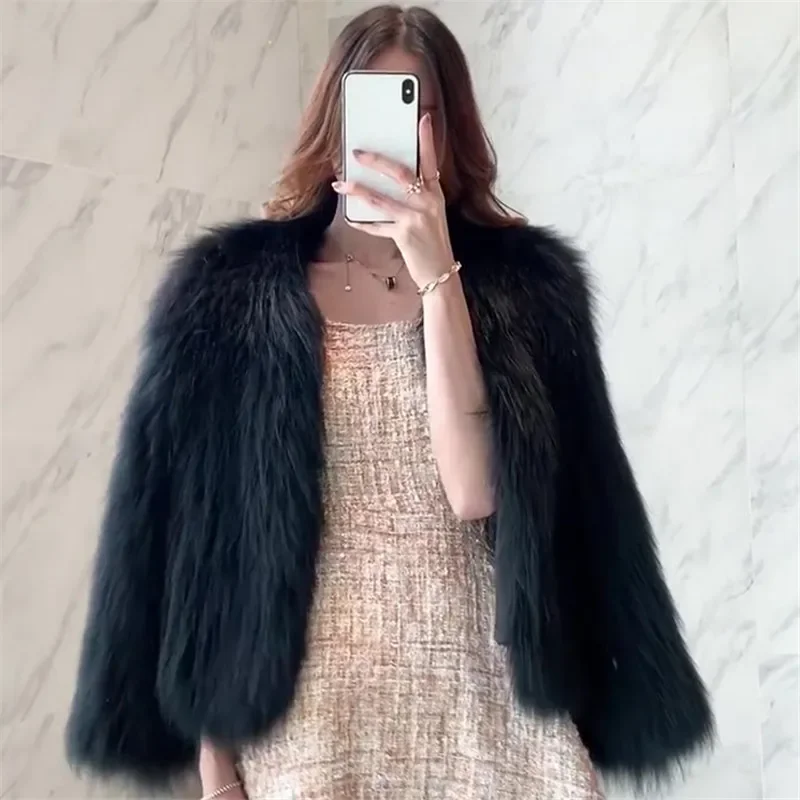 Pink Plush Warm Coats Jackets Women Winter Fox Fur Fur Jacket Short Women's 2024 Autumn Fashion Casual Thick Mink Fur Outwear