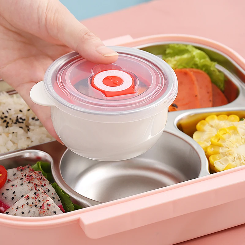 Lunch Box for Kids to Keep Food Warm, Bento Lunch Box Leakproof Cartoon  Pattern, Stainless Steel Bento Box ,Thermal Insulated Bento Box, Steel Food  Container with Compartments P ink - 4 Compartments