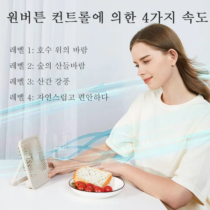 JISULIFE 휴대용 소형 책상 선풍기 울트라 조용한 테이블 선풍기 USB 충전식 냉각 선풍기 4단 강력한 바람 사무실 선풍기
