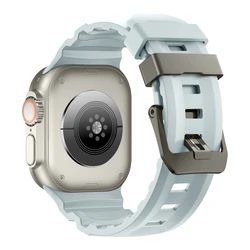Sport Silicone Titanium Band - Soft Rubber Bracelet Strap for 44 - 45MM(S11 - 10 46MM) (Luminous blue grey)