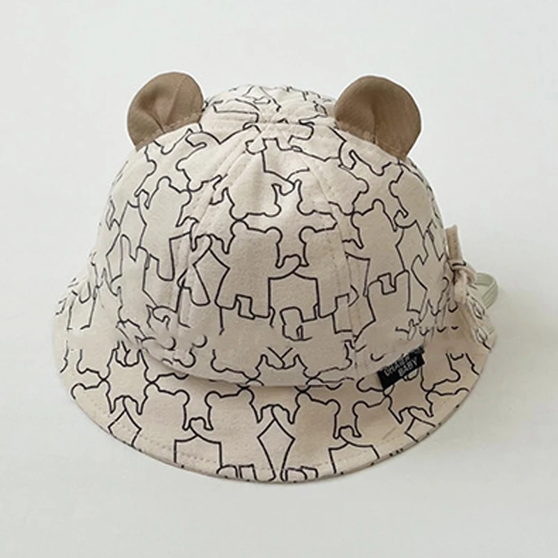  - Baby Bucket Hat For 3-12M New Spring Baby Boys Girls Sunshade Hat Cute Cartoon Bear Print Outdoor Summer Kids Hat Fishing Cap