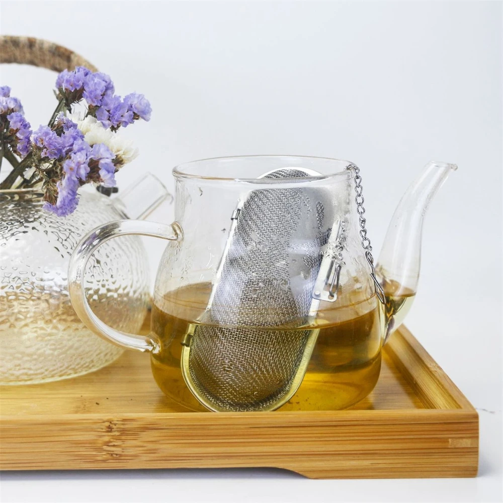 20pcs Stainless Steel Mesh Tea Infuser Ball Oval Loose Leaf Spice Herb Tea Strainer
