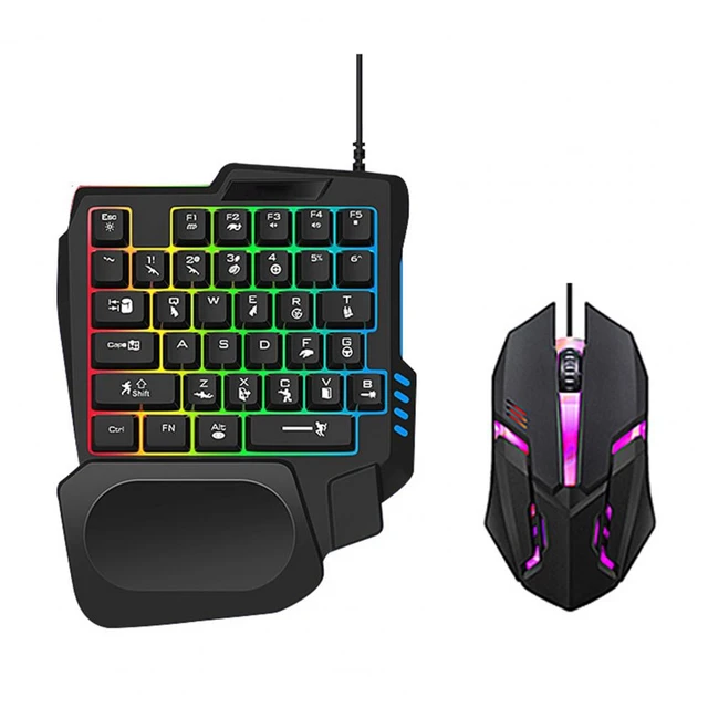 Combo mini teclado gamer 35 teclas y mouse de 6400 DPI,RGB