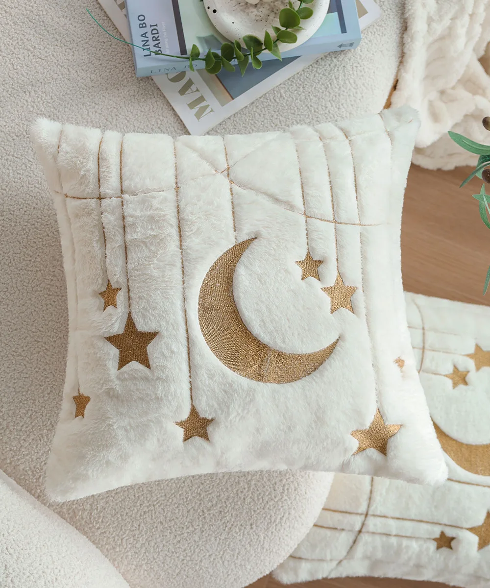Festival Stern und Mond Plüsch Bestickte Kissenbezüge Cojines Bohemian Wohnzimmer Sofa Dekoration Zierkissenbezüge – Detail 5