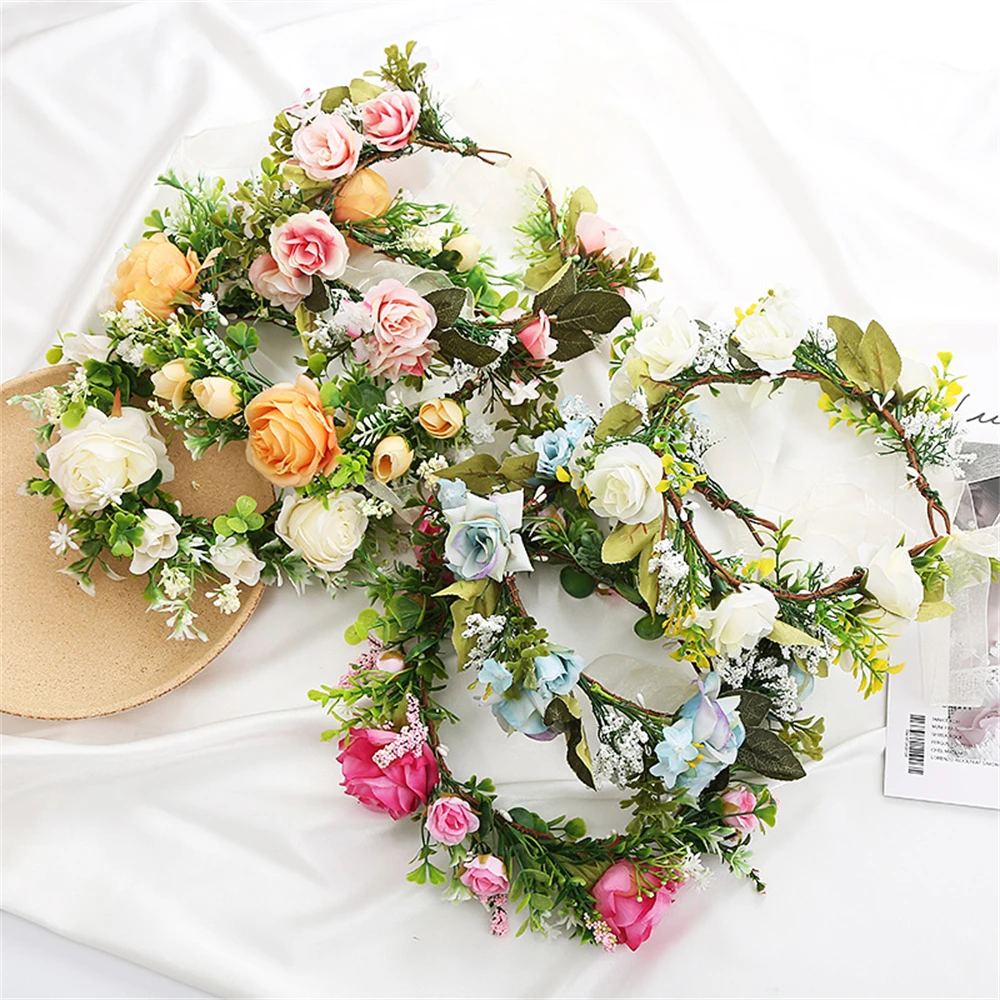 

Retro Bridal Garland Daisy Floral Crown Wedding Flower Headband Beach Wreath Hairbands Girls Hair Accessories Women Head Hoop