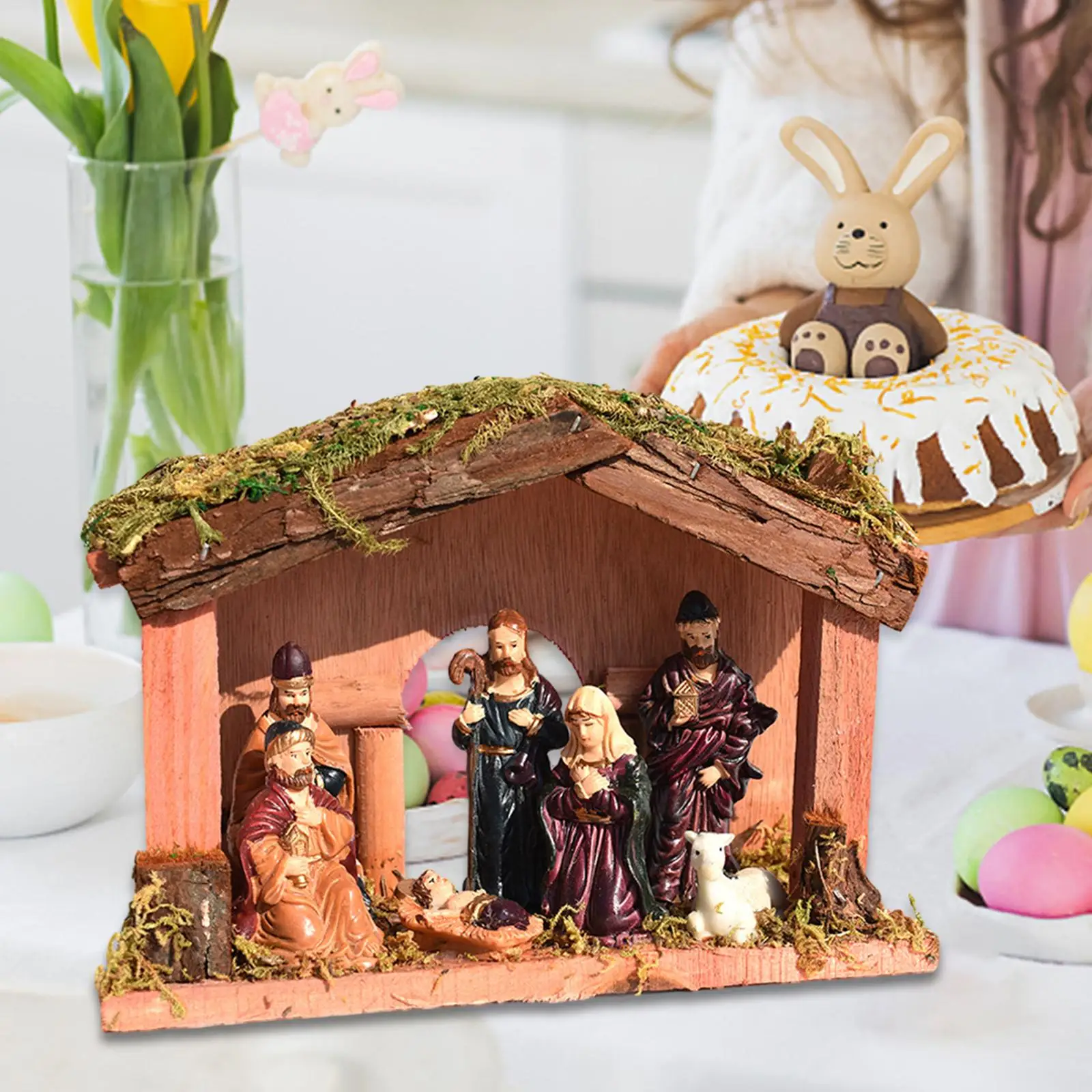 

Christmas Nativity Statue Resin Christmas Figurine Decor for Collectible Xmas Party Xmas Tree Decor Indoor Outdoor Home Decor