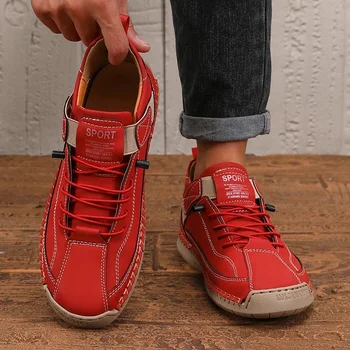 أحذية رجالية مسطحة جديدة مع تصميم ريترو خفيف فاخر مقاوم للماء ومقاوم للاهتراء للعمل في الهواء الطلق والمشي لمسافات طويلة والأحذية الرياضية الترفيهية 5