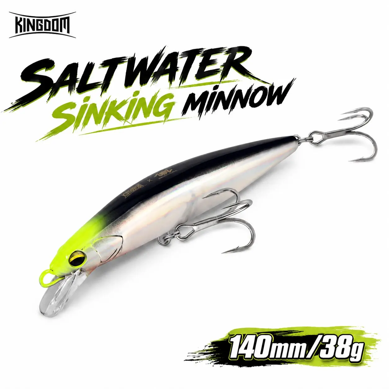 Kingdom Saltwater Minnow-Köder, 140 mm, 38 g, sinkender Draht, durch den Körper, langer Wurf, künstlicher Köder, Wobbler für Seebarsch, Jerkbait