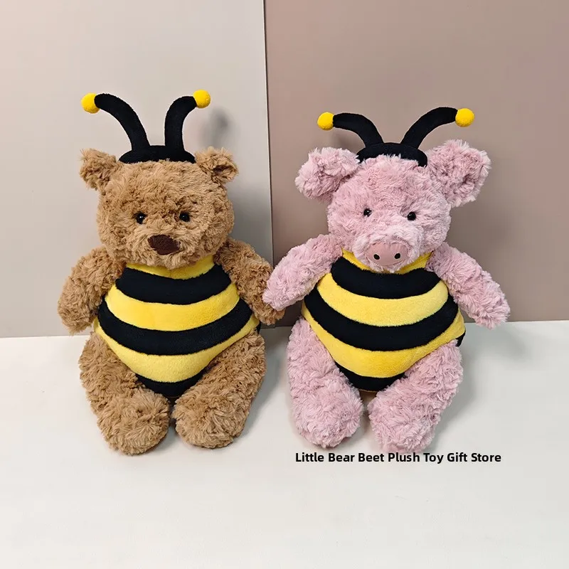 Adorable Bee Bear Plu Toy Barcelona Bear Doll Baan Figure Soothing Doll Birthday Gift for Girls Soft PP Cotton Stuffed Toy
