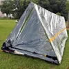 2 Person Emergency Shelter Bivy Survival Tent Kit Mylar Tube Tent Sleeping Bag Waterproof Outdoor SOS Thermal Blanket Reusable 6