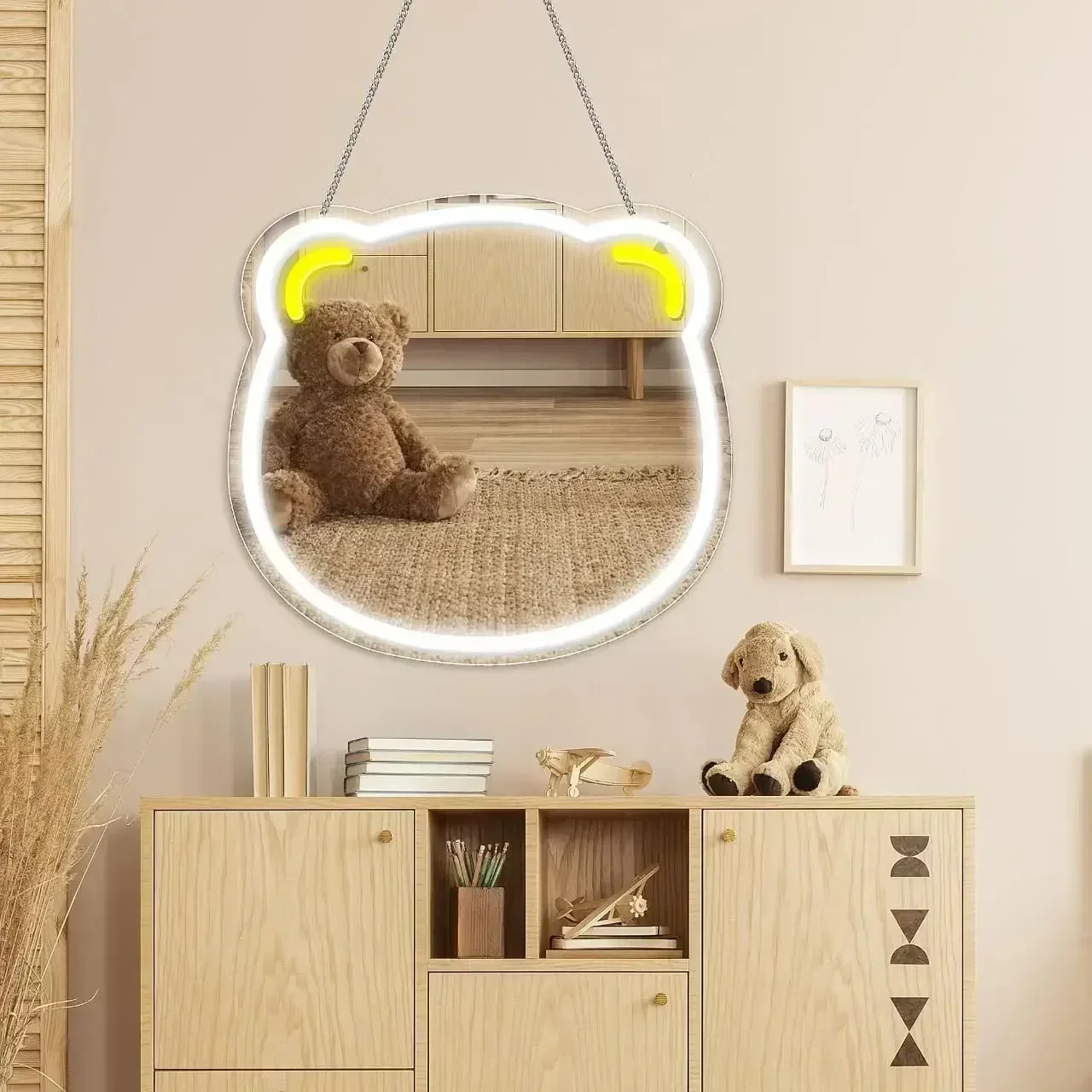 Description Picture 4 of itemBear Mirror Neon Sign For Home Wall Decor LED Neon Light For Bedroom Game Room Decor USB Powered Night Light For Bar Shop Gifts