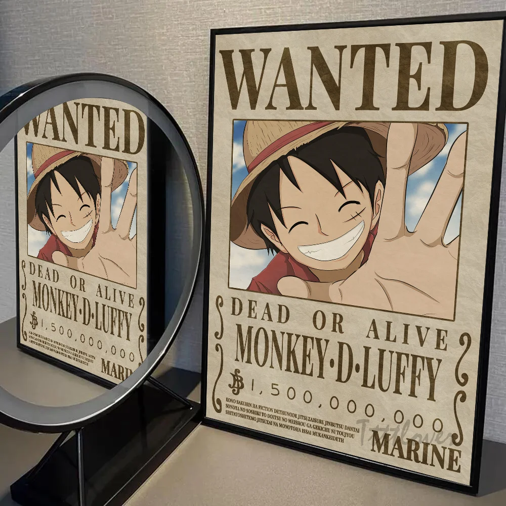 Póster de arte de anime retro de One Piece, pegatinas, murales de pared, decoración de sala de juegos, regalos, pintura en HD