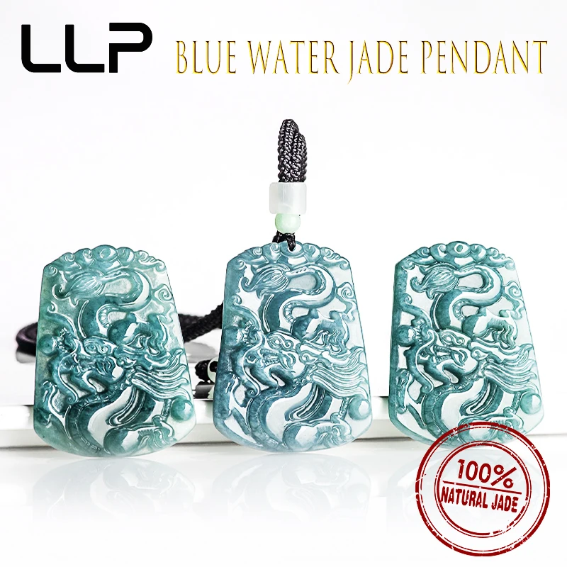 Natural Blue Water Jade Dragon Pendant Fashion High Jewelry Men And Women Luxury Holiday Gifts