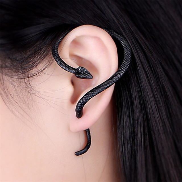 Punk Styles Gold Crystals Snake Stud Earrings for Women Party Retro Stud Earings Hip Hop Street Punk Jewelry Girl Gifts