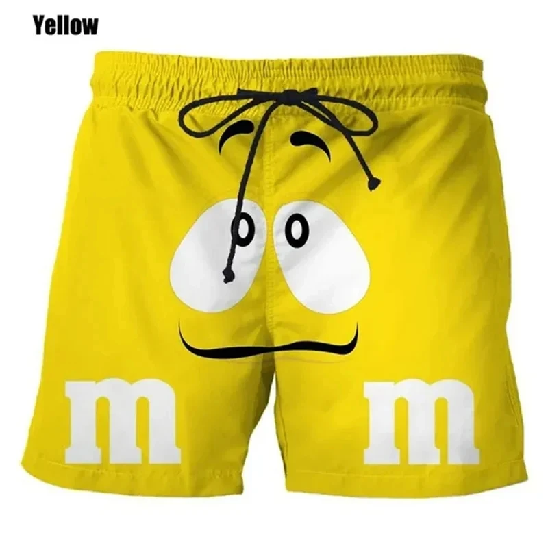 Funny M&M's Chocolate Bean Beach Shorts Men 3D Printing M&M Board Shorts Swimsuit Summer Quick Drying Shorts Sport Shorts 5