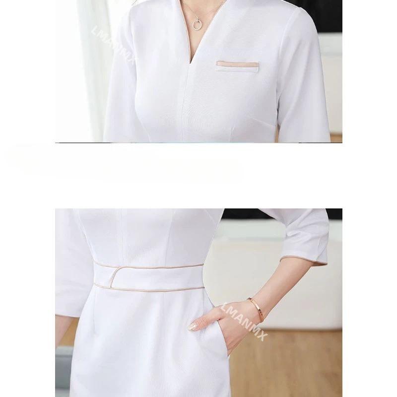 Uniforme estetica estiva manica corta tuta da salone di bellezza spa da donna estetista abbigliamento hotel massaggio abbigliamento da lavoro tuta coreana - immagine 6