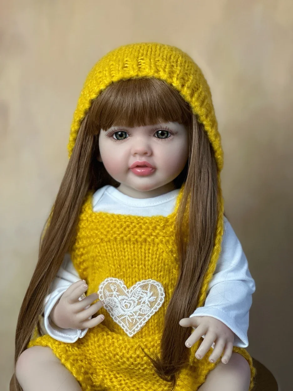 BZDOLL Lifelike 55cm 22inch Full Silicone Body Reborn Baby Beautiful Girl Doll Alive Newborn Princess Toddler Bebe Child Gift 4