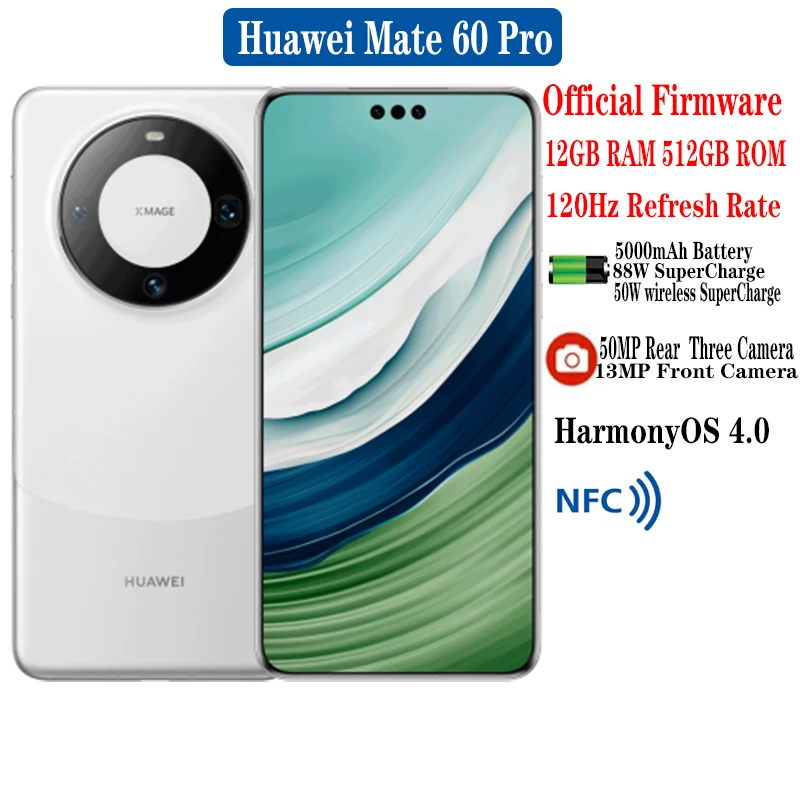 Nuovo telefono cellulare Huawei Mate 60 Pro 6.82 "12GB RAM 512GB ROM 5000mAh  88W SuperCharge 50MP posteriore tre fotocamere Hongmeng OS 4.0 NFC -  AliExpress