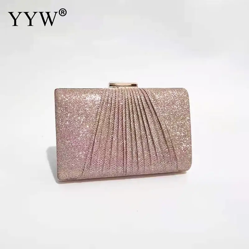 Fashion Satin Box Bag Evening Party Clutch Bags For Women Chain Shoulder Crossbody Bags Elegant Pleated Satin Formal Handbag