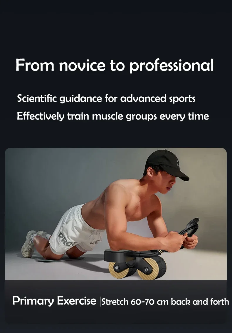 Neues Design, Smart Counting Ab Roller für das Core-Workout, automatisches Rückprall-Bauchrad mit Ellenbogenstütze_voghion.com