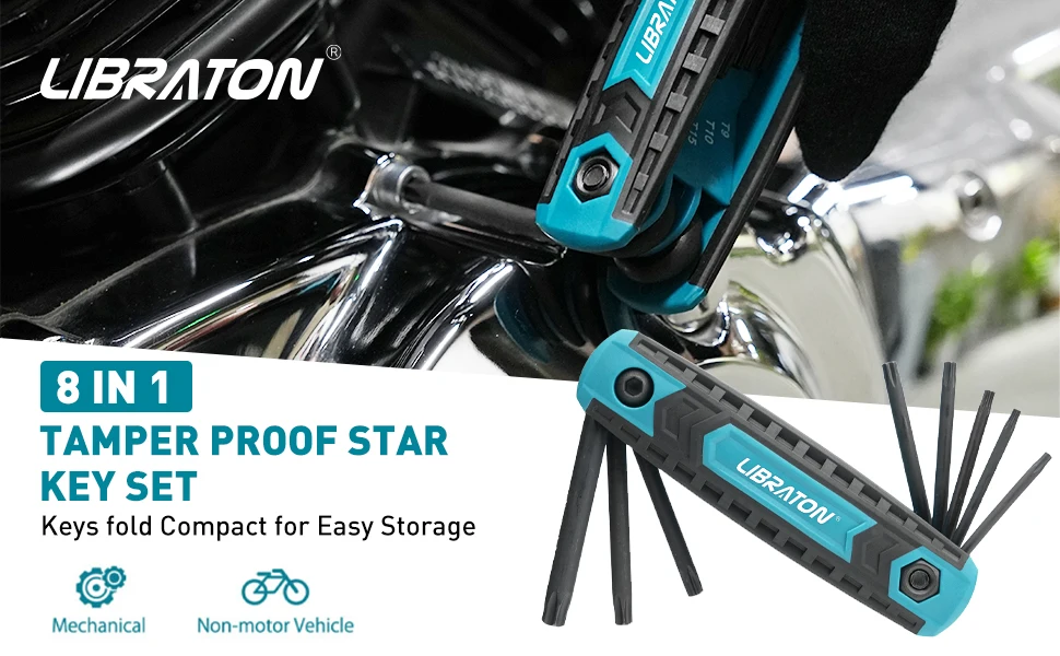 Description Picture 3 of itemLIBRATON 8 in 1 Folding Allen Wrench Set Metric Allen Key Set Tool Or Folding Tamper Proof Torx Key Set Portable Star Wrench Kit