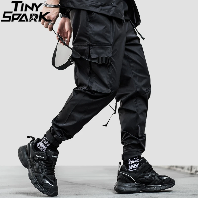 Pantalones Cargo de Hip Hop para ropa urbana con múltiples bolsillos y cinta, Harajuku, táctico, Harem, 2021|Pantalones informales| -