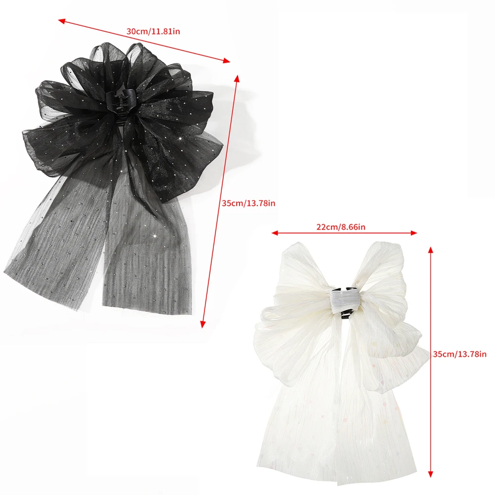 Large Size Bow Hair Claw Hairpin For Women Korean Sweet Ponytail Hair Crabs Hair Clip Girls Ribbon Non-slip Hair Accessories