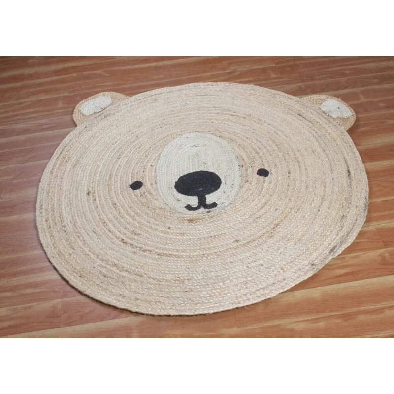 

Rug Natural Jute Rug Round Teddy Design Area Rug Modern Designer Rug for Gift Bedroom Decor