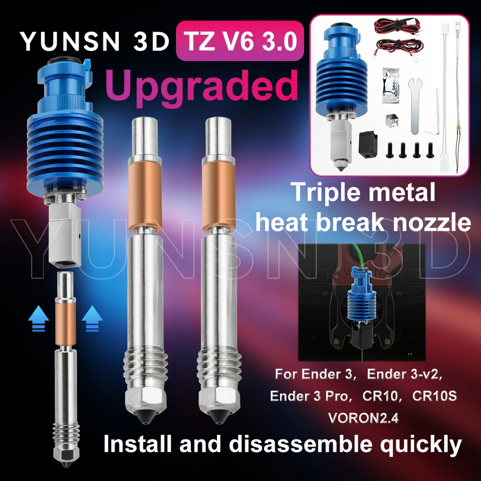High Speed Print Head Upgrade TZ V6 3.0 Hotend Kit For Ender 3/3