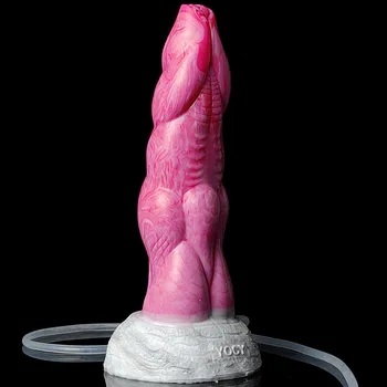 8'' Deep Colorful Silicone Animal Dildo Ejaculating Spray Water Soft Penis Big Anal Dildos Suction Cup Sex Toys for Women 6
