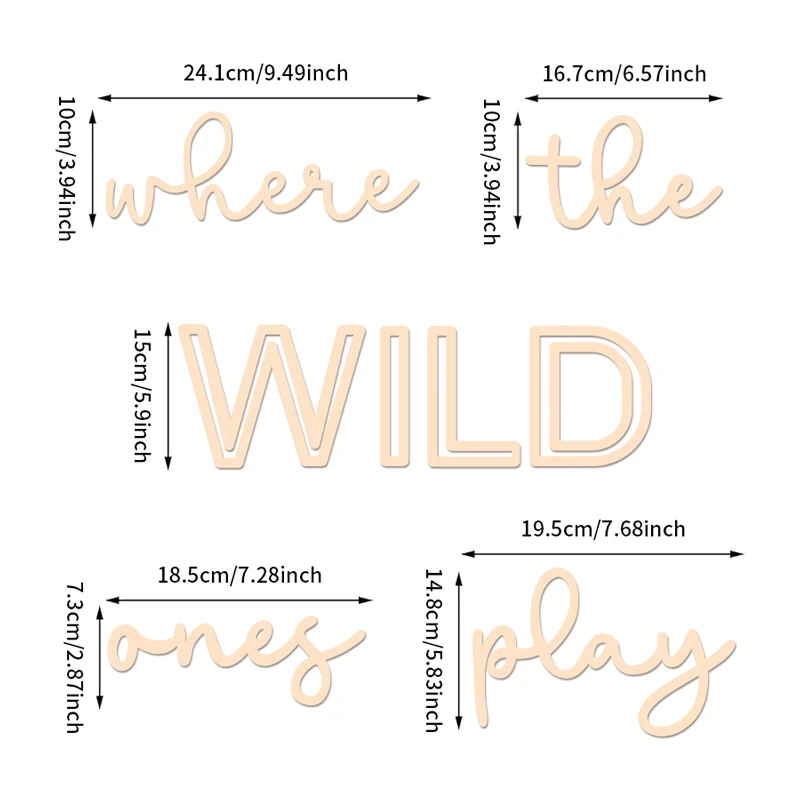 Wooden Ornament Charming 'Where The Wild Ones Play' Wooden Wall Sign Wooden Sign for Playroom Wall Door Decoration Bedroom Word 4mm Thick