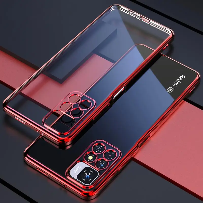 thumbnail image 1 of Funda transparente enchapada de lujo para Xiaomi Redmi Note 10 11 Pro Plus 5g 9 8 Note11 11pro 4g funda de silicona en Note11 S 10s 11 s, 1 of 5