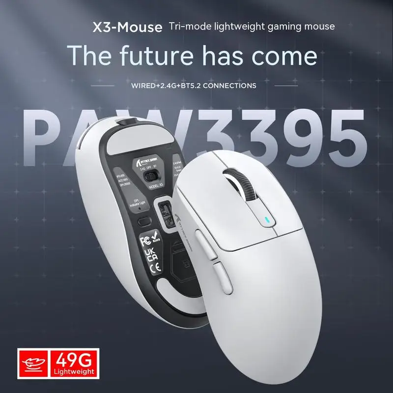 

Attack Shark X3 Mouse Lightweight Paw3395 E-sports Games Bluetooth Wireless 2.4g Wired Three Mode Examination Accessories Mouses