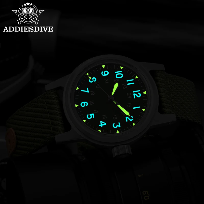 ADDIESDIVE New 36mm Vintage Enamel Dial NH35 Men Sport Watch