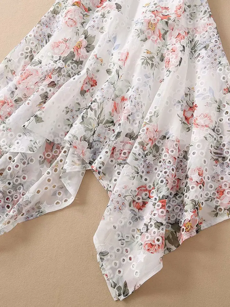 Vestidos de Verão para as Mulheres Zzsluia Padrão Flor Bordado Cortar Designer Magro Vestido Irregular Moda Elegante Uma Peça 9 Computers & Electronics