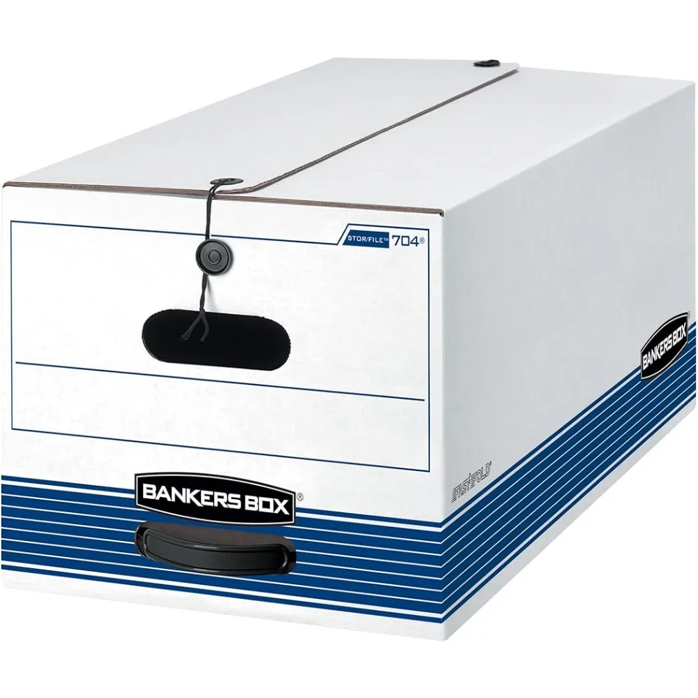 

Bankers Box STOR/FILE Medium-Duty Storage Boxes, FastFold, String and Button, Letter, Case of 12 (00704)