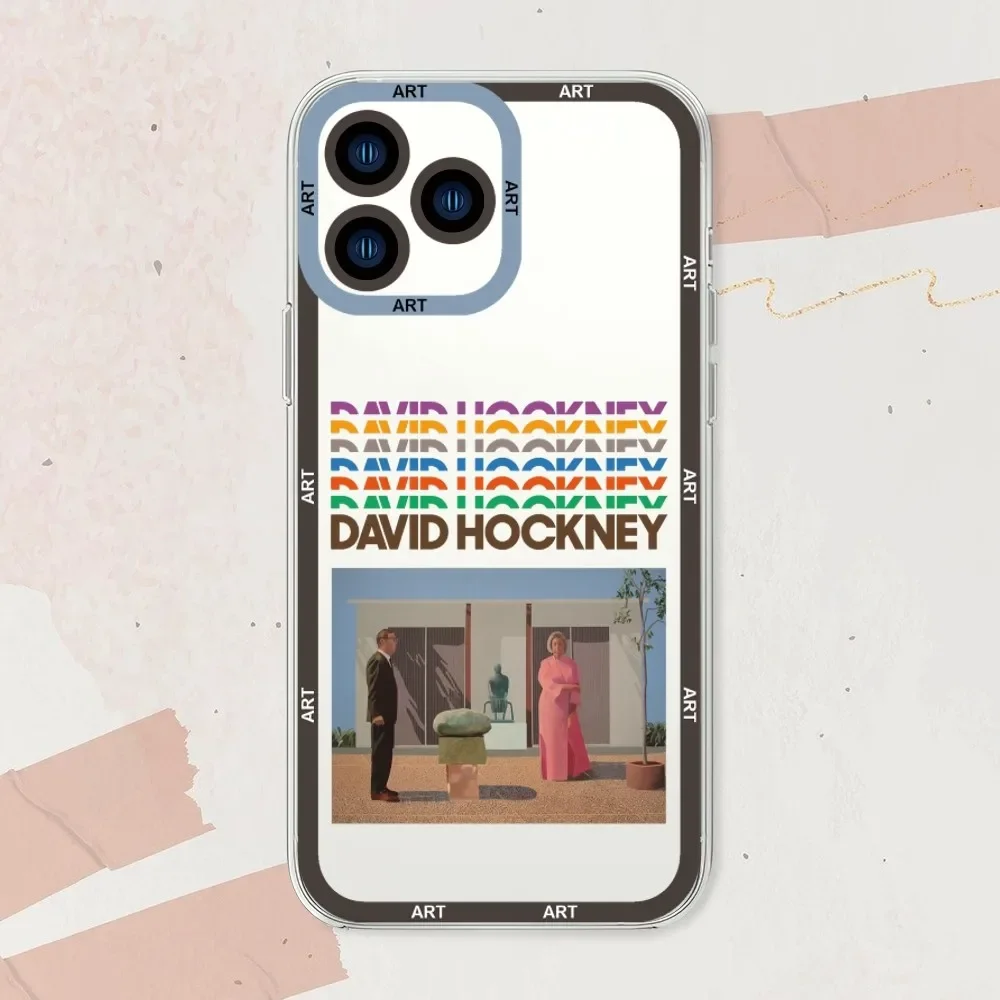 Etui na telefon typu Art David Hockney do iPhone'a 11 12 13 14 Mini Pro Max przezroczysta obudowa