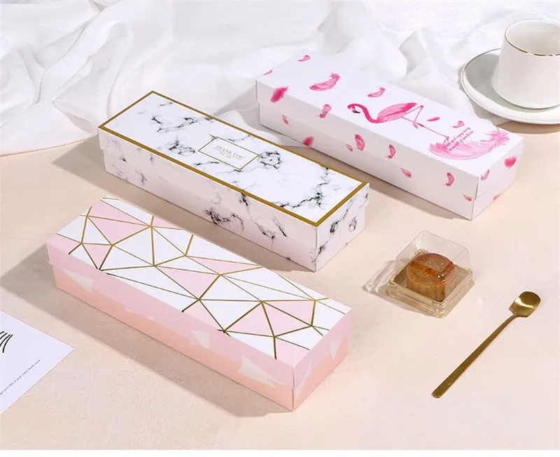 10 Stück rechteckige Mid-Autumn-Festival-Geschenkboxen, Schneeflocken-Gebäck, Eigelb, knusprige Verpackungsbox, Taschen, passend für 4 Stück 50 g Mooncake – Detail 2