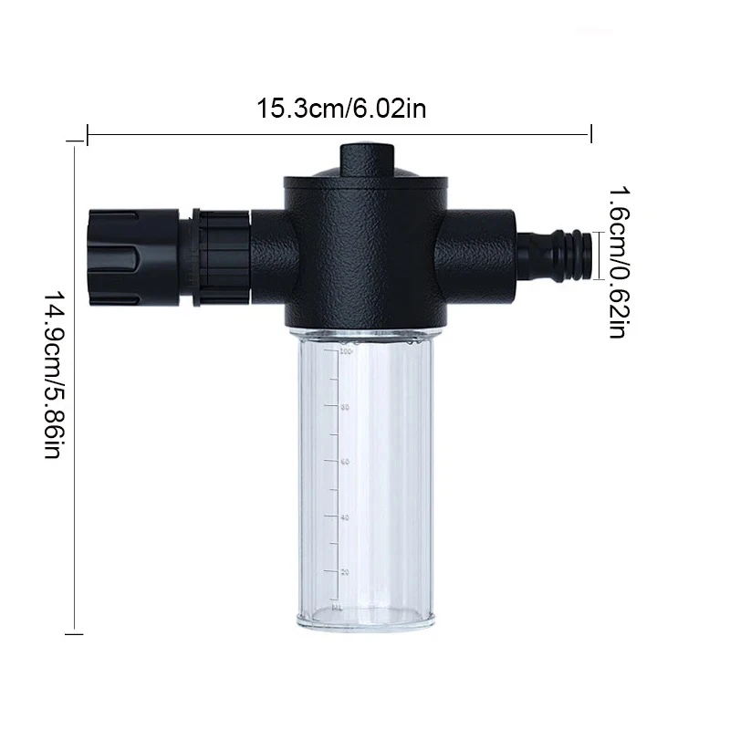 Description Picture 5 of item100ML Water Gun Foam Pot Car Wash Clean Foam Pot Garden Hose Accessories Variable Flow Controls Household Cleaning Tools