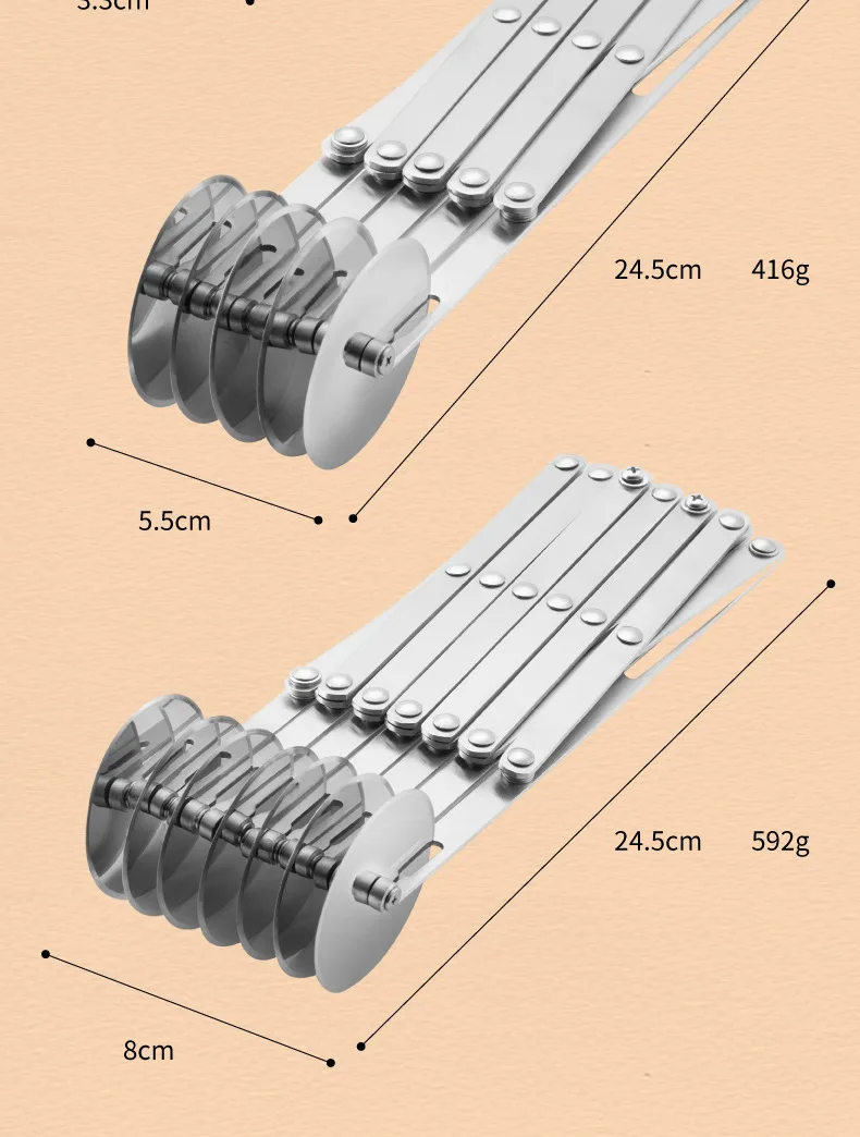 Food Grade Stainless Steel Pizza Cutter Multi-Wheel Dough Divider Past –