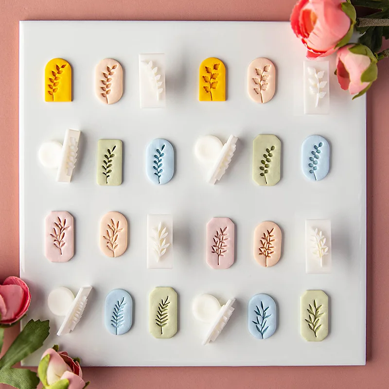 Grass Leaf Clay Stamps Embosser Seal Creative Polymer Clay Cutter Jewelry Pottery Ceramic Crafts Diy Earring Making Supply Tool polymer clay tools pottery tools clay sculpting tools pottery sculpting tools clay craft tool