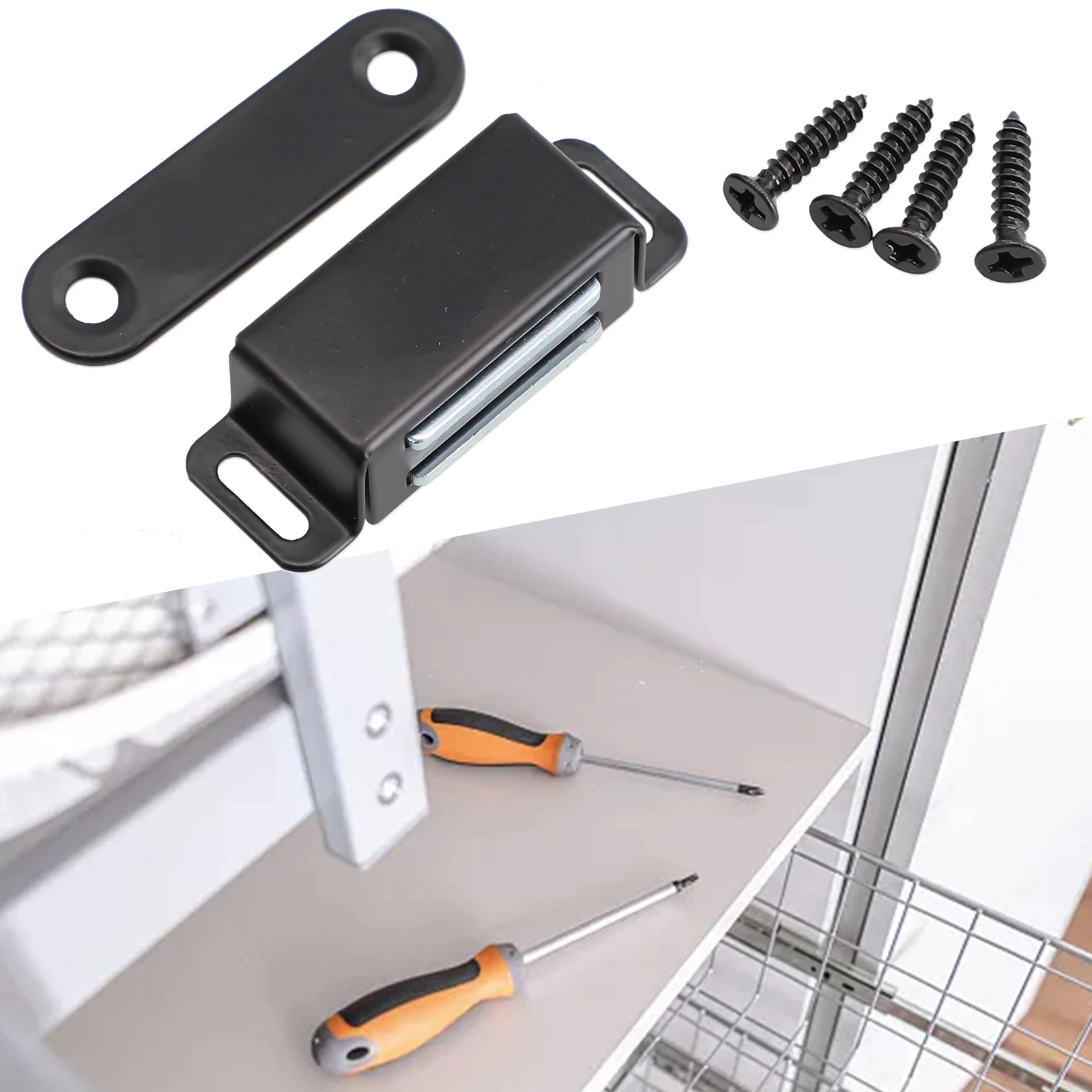 

Cabinet Catch Magnetic Catch Door Door Suction Wardrobe Bead Touch 40kg Black Cupboard Latches Stainless-Steel Use Supply Set