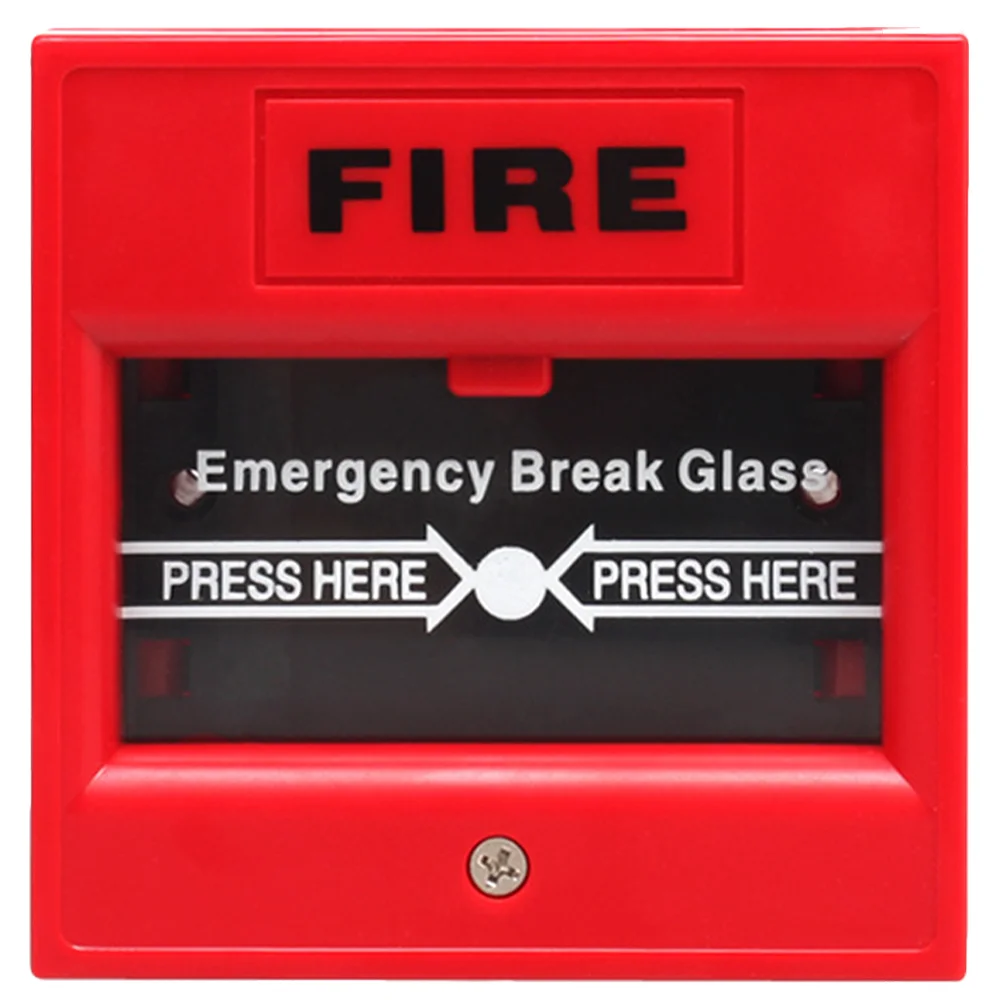 Alarm Button Manual Reset Switch Security Glass Break Emergency Door Release Pull Station Red Plastic