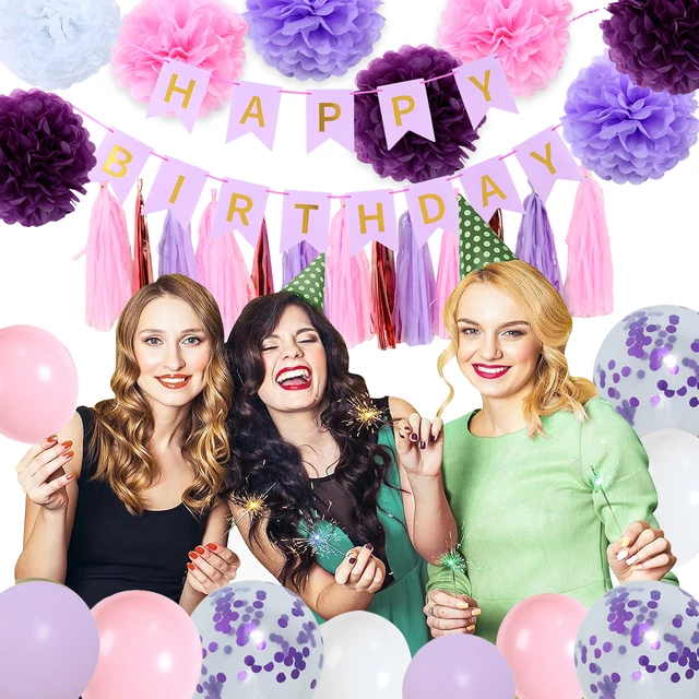 Pastel Birthday Party Decor Set – Banner, Balloons & Fringe Curtain 5